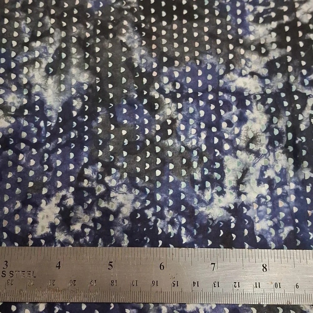 FARBIC - #1267 - Cotton - Abstract Batik Blue Tie Dye Polka Dot Odd Shape